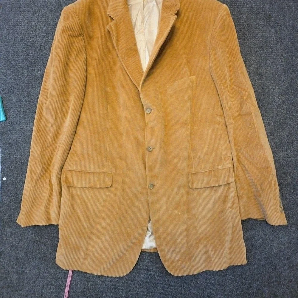 Bill Blass Blazer Sport Coat Mens 46XL Beige Cotton Corduroy Classic Jacket